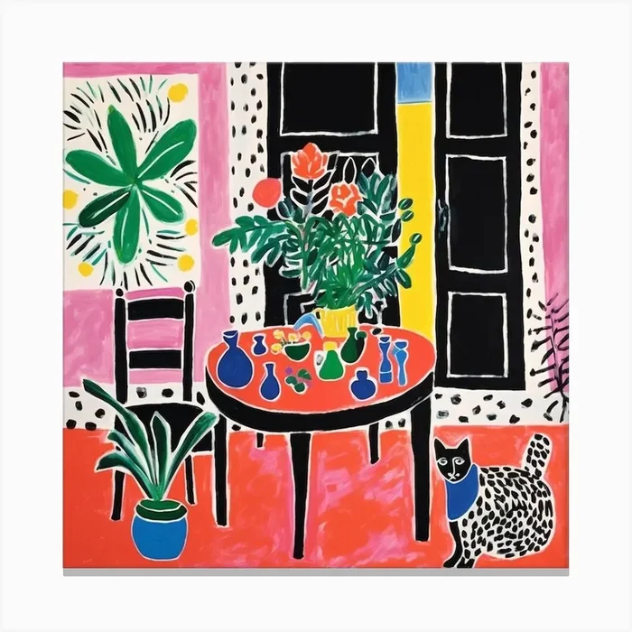 Cat At The Table 5 Canvas Print by FUNNY CATS ETC