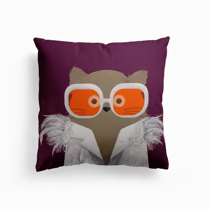 Cat Elton Canvas Cushion by DOOZAL