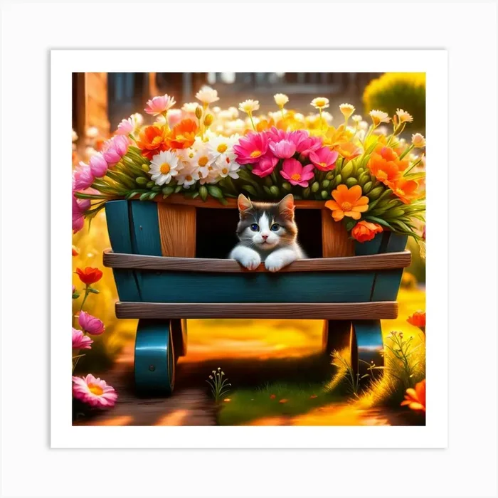 Cat In A Wagon Art Print by nemesis