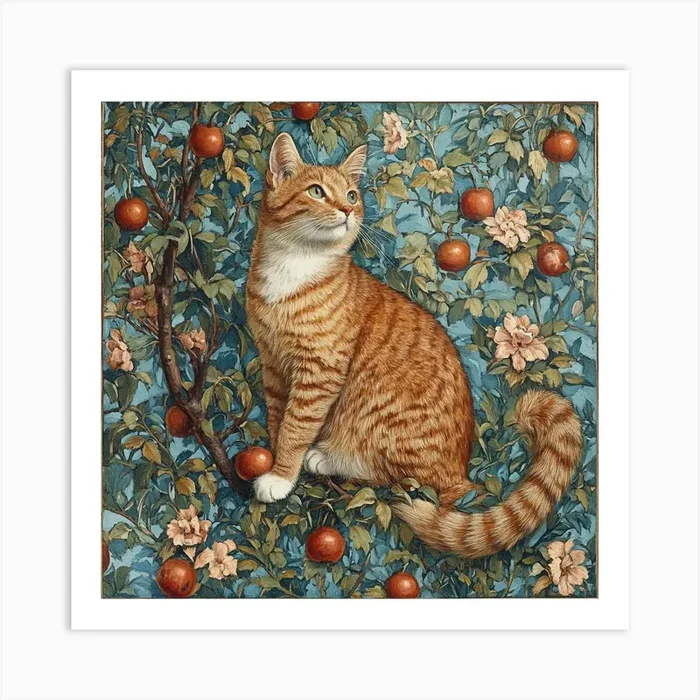 Cat In An Apple Tree Art Art PrintS by Saiful