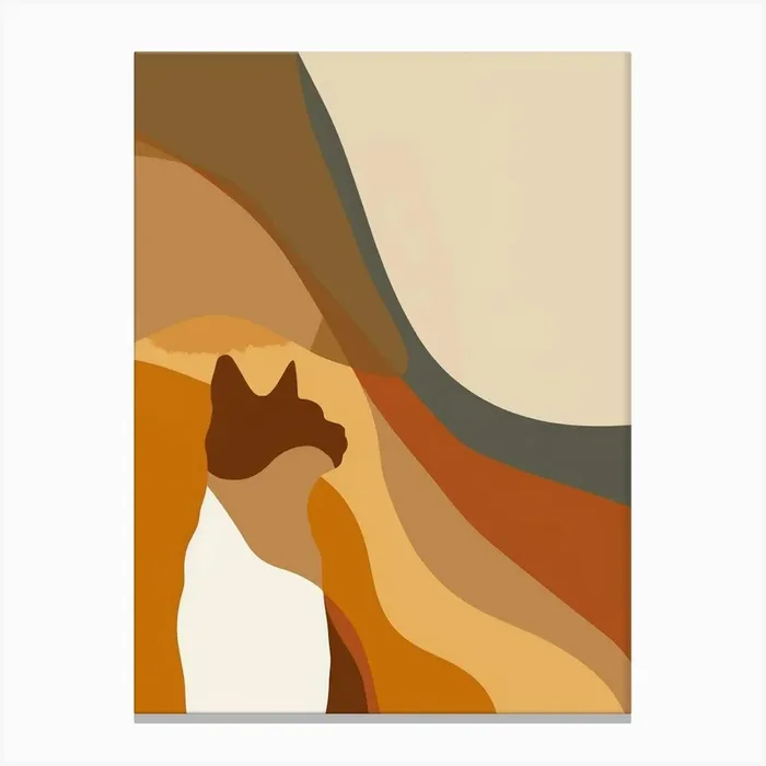Cat In The Desert 1 Canvas Print by Moving Clouds Art