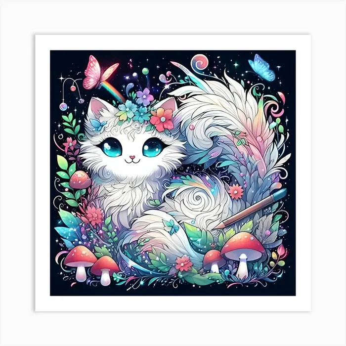 cat lover art Art PrintM by mezoDesigns2
