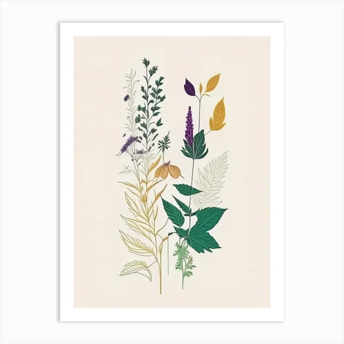 Catnip Spices And Herbs Minimal Line Drawing 2 Art PrintHH by Herbaceous Hues