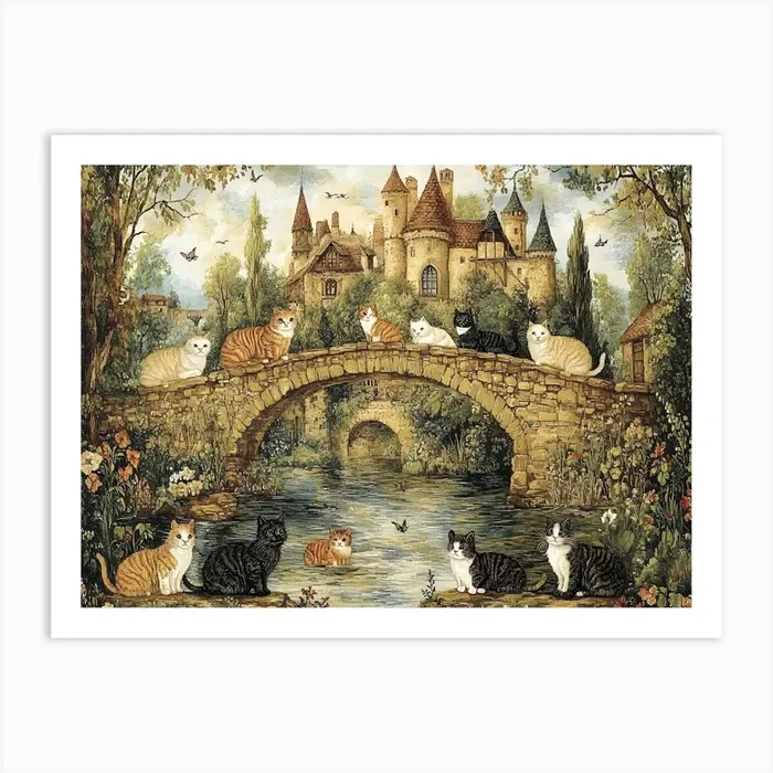 Cats In The Countryside Tapestry 1 Art PrintSC by S.K. Coghlan