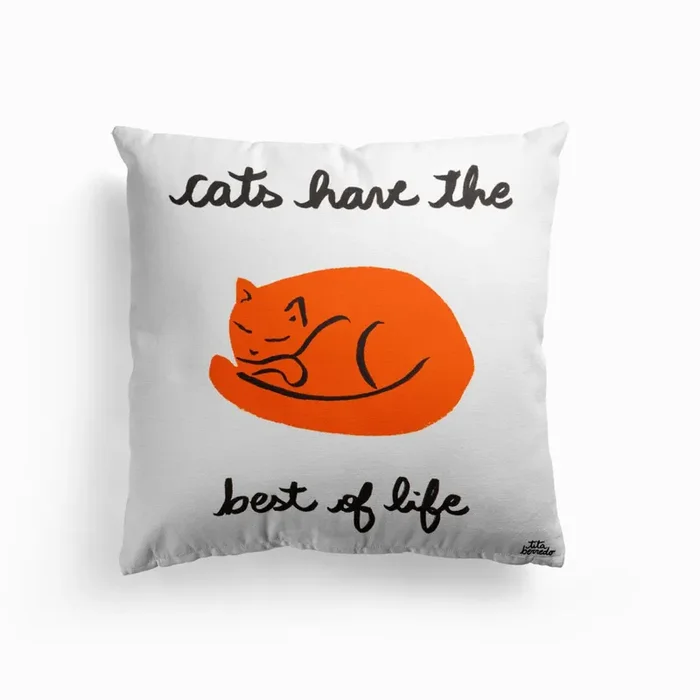 Cats Life Cushion by Tita Berredo