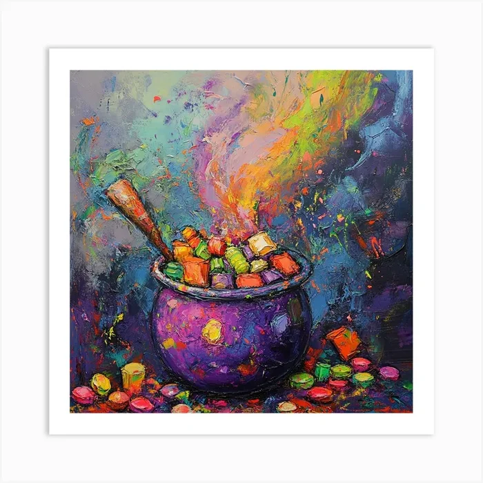 Cauldron Of Candy 1 Art Print by AI & Designs by Nina