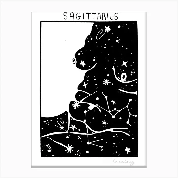 Celestial Bodies Sagittarius Canvas Print by Louisa Lacey