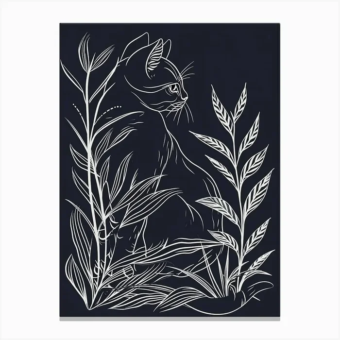 Chartreux Cat Minimalist Illustration 4 Canvas Print by Woof and Whiskers