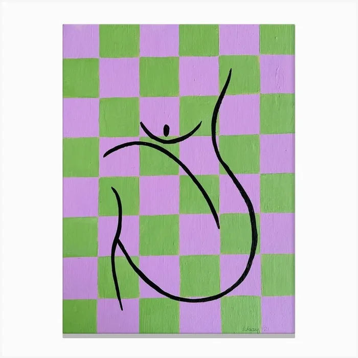 Checkerboard Girl Canvas Print by Louisa Lacey