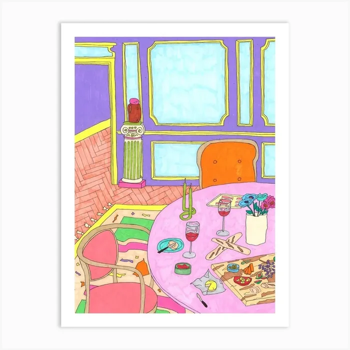 Cheese And Wine Art Print by Grace De Kroon