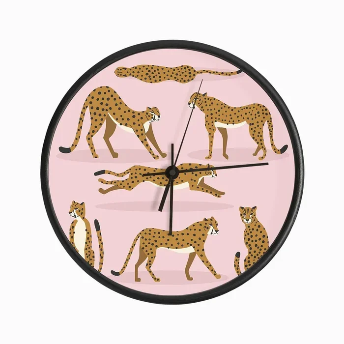 Cheetahs On Pink Clock by BlueLela