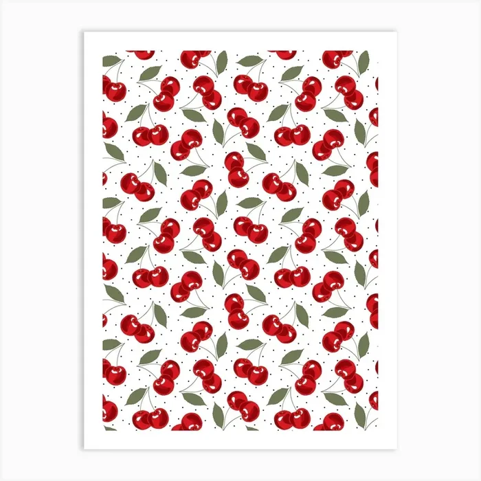 Cherry Repeat Art Print by Millennial Menu