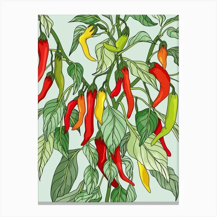 Chilli Plant Canvas Print by Jess Orme-Dawson