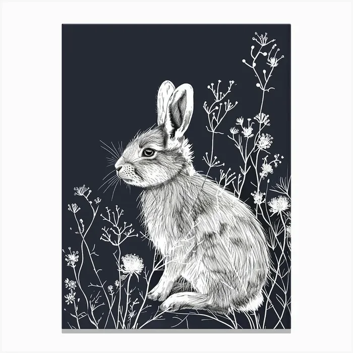Chinchilla Rabbit Minimalist Illustration 3 Canvas Print by Ritual Art Prints