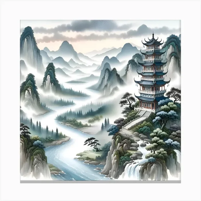Chinese Pagoda Canvas Print by DigitalDoodle