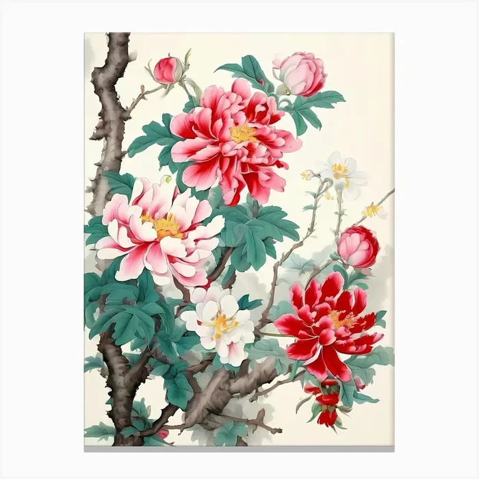 Chinese Peony Painting Canvas Print by Art shop