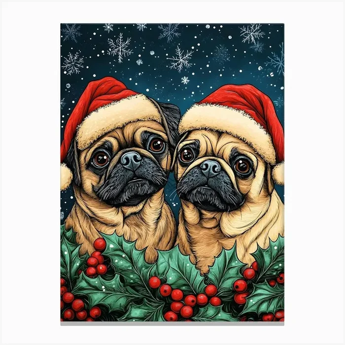 Christmas Pugs 15 Canvas PrintSC by S.K. Coghlan