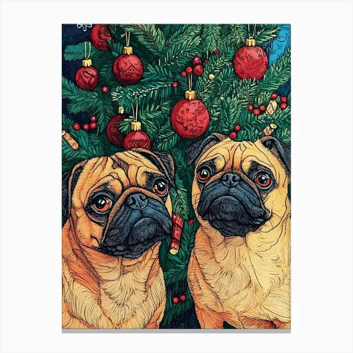 Christmas Pugs 6 Canvas PrintSC by S.K. Coghlan