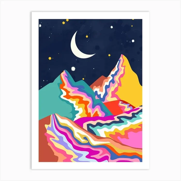 Chromatic Peaks Art Print by Kintsugi 99