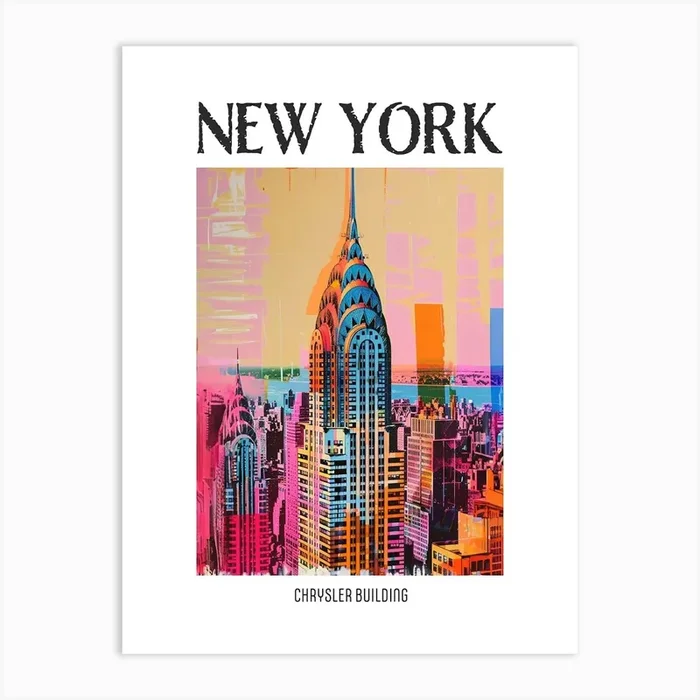 Chrysler Building New York Colourful Silkscreen Illustration 1 Poster Art Print by PixelPerfect