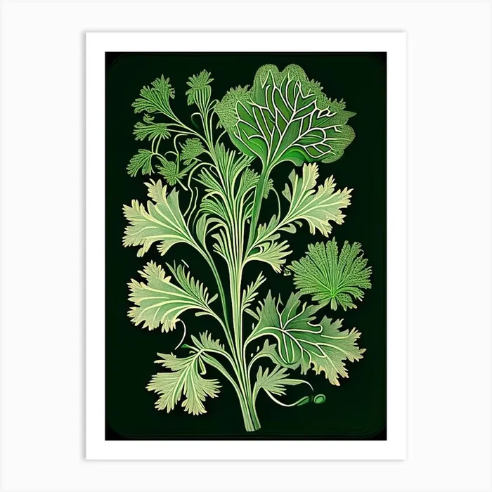 Cilantro Herb Vintage Botanical Art PrintHH by Herbaceous Hues