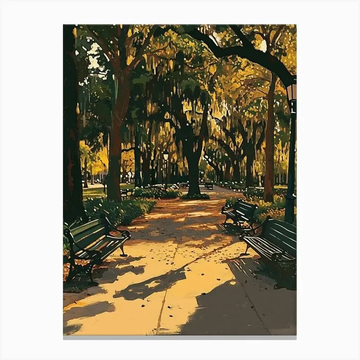 City Park Minimal Painting 3 Canvas Print by PixelPerfect