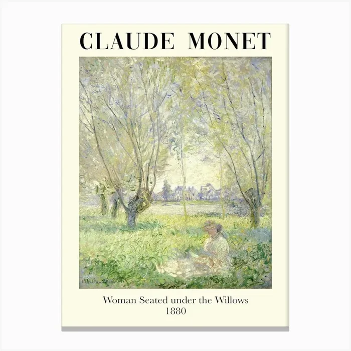 Claude Monet Woman Seated Under The Willows Canvas Print by JustaLineShop
