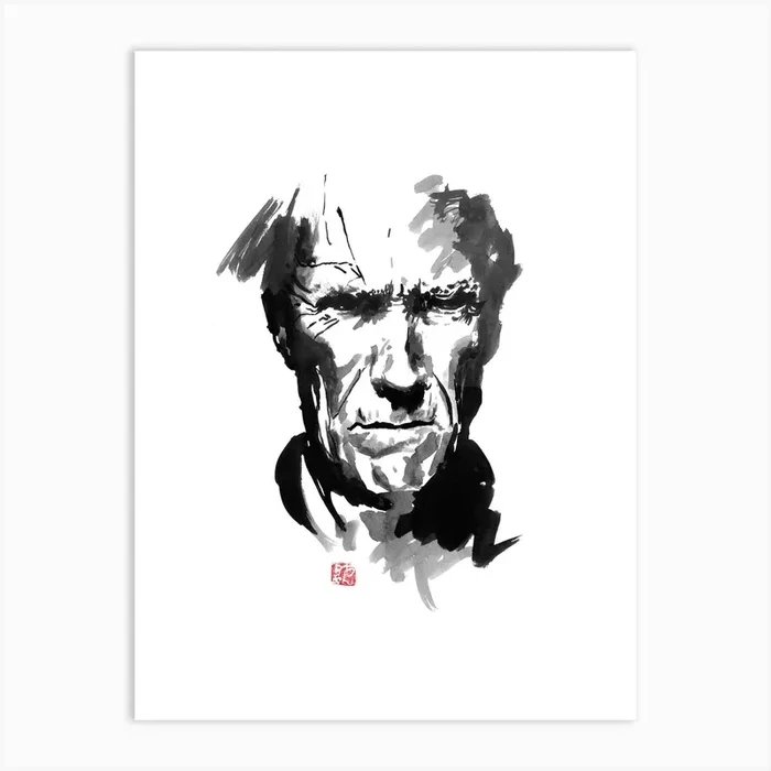 Clint Eastwood Art Print by Pechane Sumie
