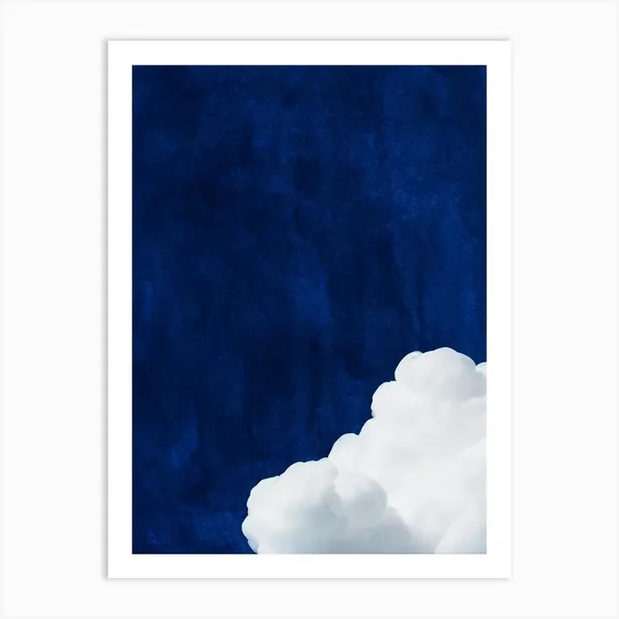 Cloud Navy Blue Art Print by Lucent Art Shop