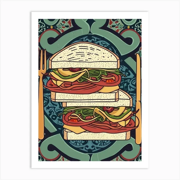 Club Sandwhich On A Decadent Background Art Print by Artful Appetite