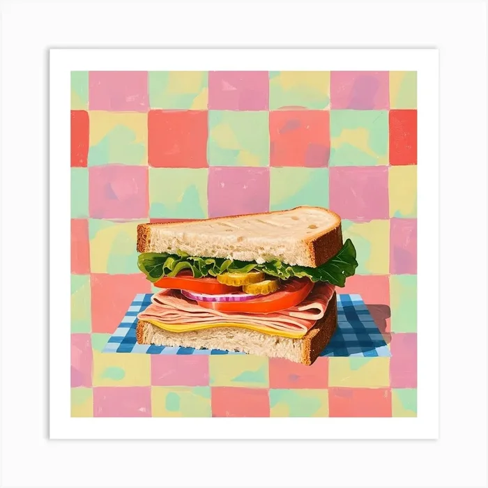 Club Sandwich Pastel Checkerboard 2 Art Print by Artful Appetite