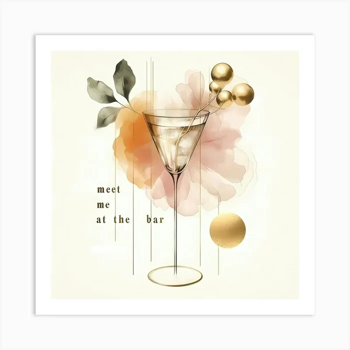 Cocktail Glas With Text Creative Illustration Art Print by A.D. Artwork