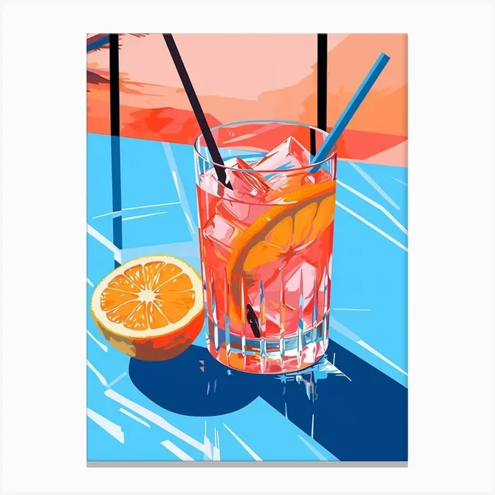Cocktail With Orange Slice Colour Pop 2 Canvas Print by PopArt Pals