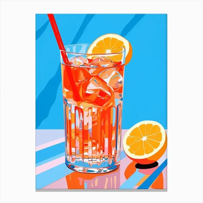 Cocktail With Orange Slice Colour Pop 3 Canvas Print by PopArt Pals