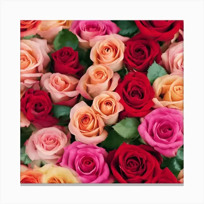 Colorful Roses 1 Canvas PrintN by nawwwaz