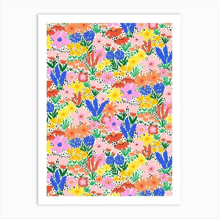 Colorful Summer Wild Flower Happy Meadow Art Print by Sandra Hutter Designs