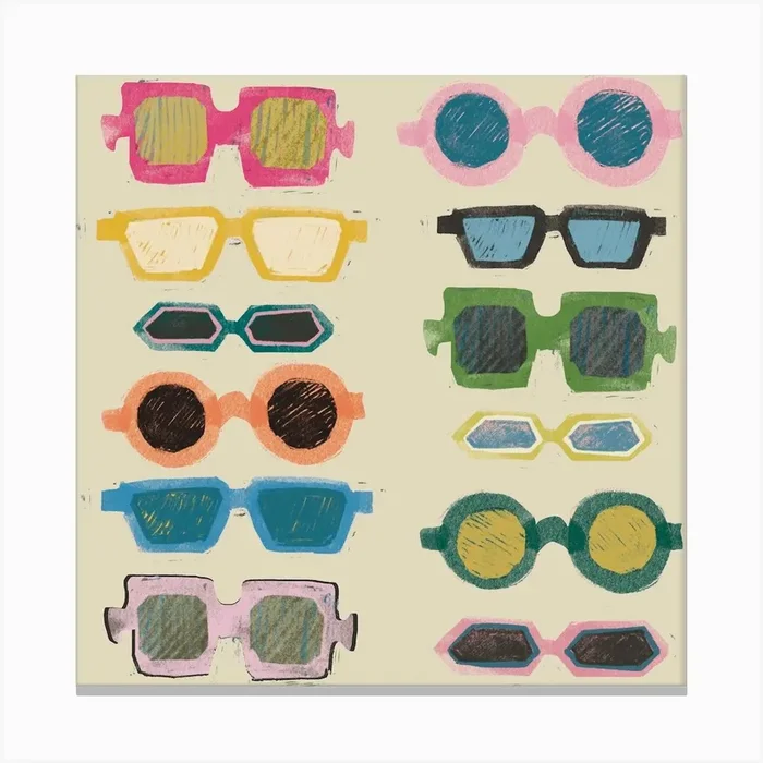 Colorful Sunglasses Canvas Print by Raspberry Print