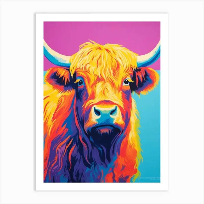 Colour Pop Highland Cow 4 Art Print by PopArt Pals