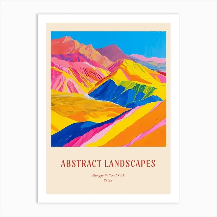 Colourful Abstract Zhangye National Park China 1 Poster Art Print by Hue Horizons Art Prints