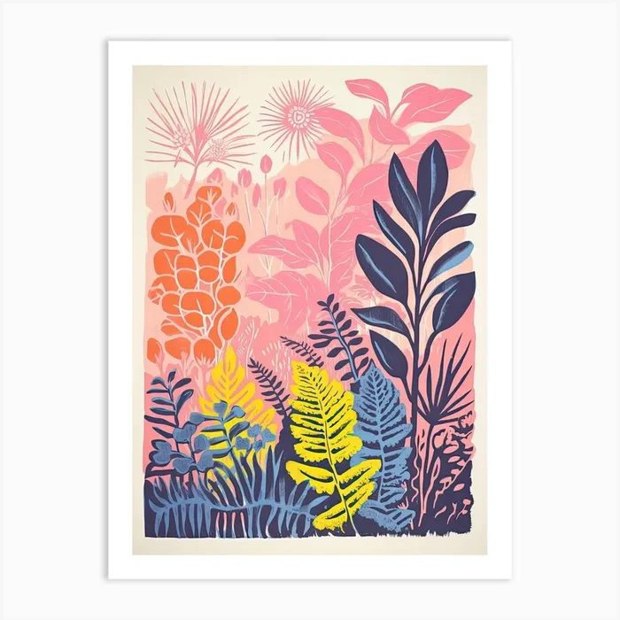 Colourful Botanical Risograph Style 21 Art Print by Vintage Ink
