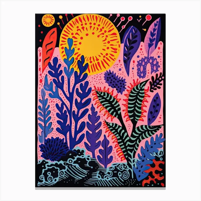 Colourful Botanical Risograph Style 28 Canvas Print by Vintage Ink