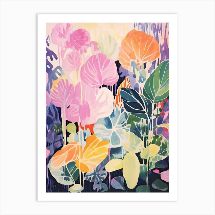 Colourful Botanical Risograph Style 40 Art Print by Vintage Ink