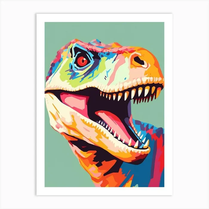 Colourful Dinosaur Allosaurus 2 Art Print by Scribble Studio