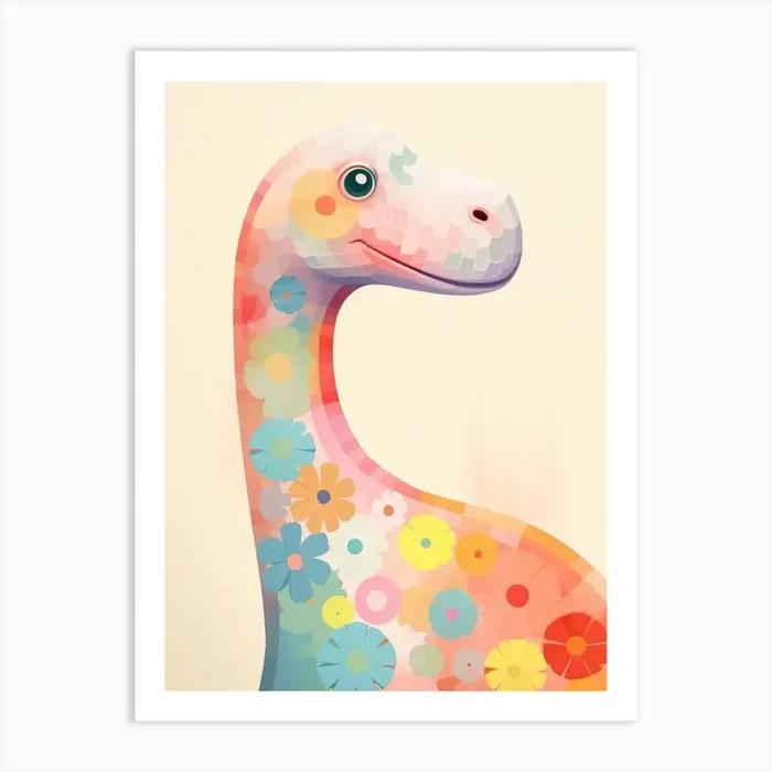 Colourful Dinosaur Apatosaurus 1 Art Print by Scribble Studio