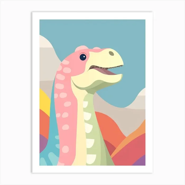 Colourful Dinosaur Argentinosaurus 2 Art Print by Scribble Studio