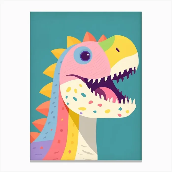Colourful Dinosaur Aucasaurus 2 Canvas Print by Scribble Studio