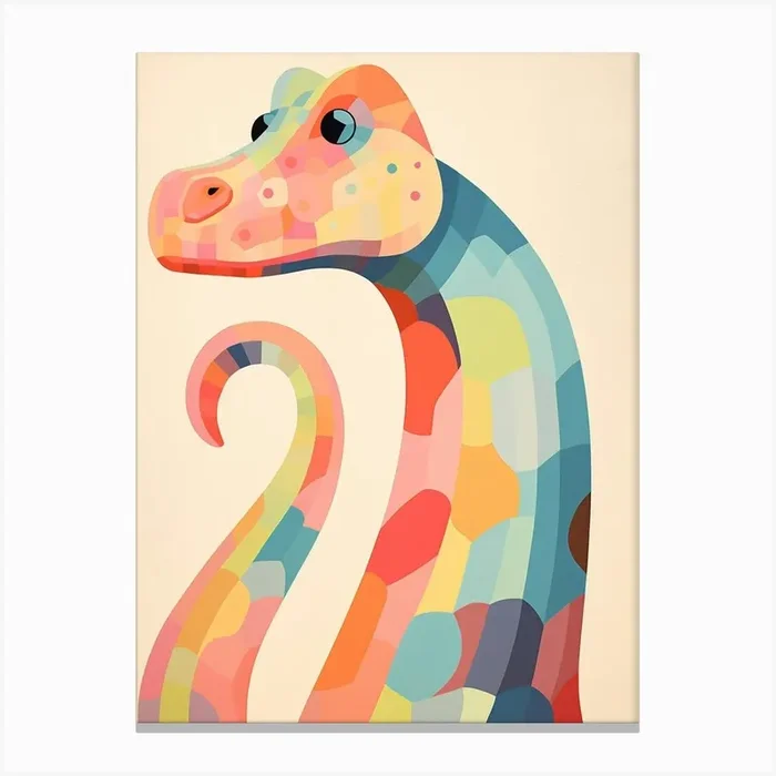 Colourful Dinosaur Brachiosaurus 5 Canvas Print by Scribble Studio