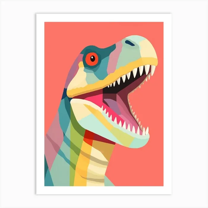 Colourful Dinosaur Carcharodontosaurus 4 Art Print by Scribble Studio