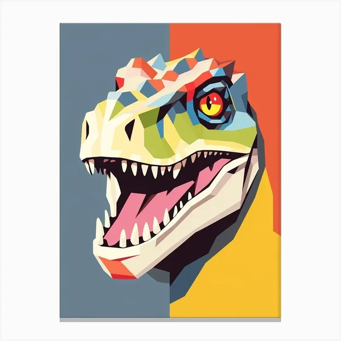 Colourful Dinosaur Compsosuchus 1 Canvas Print by Scribble Studio