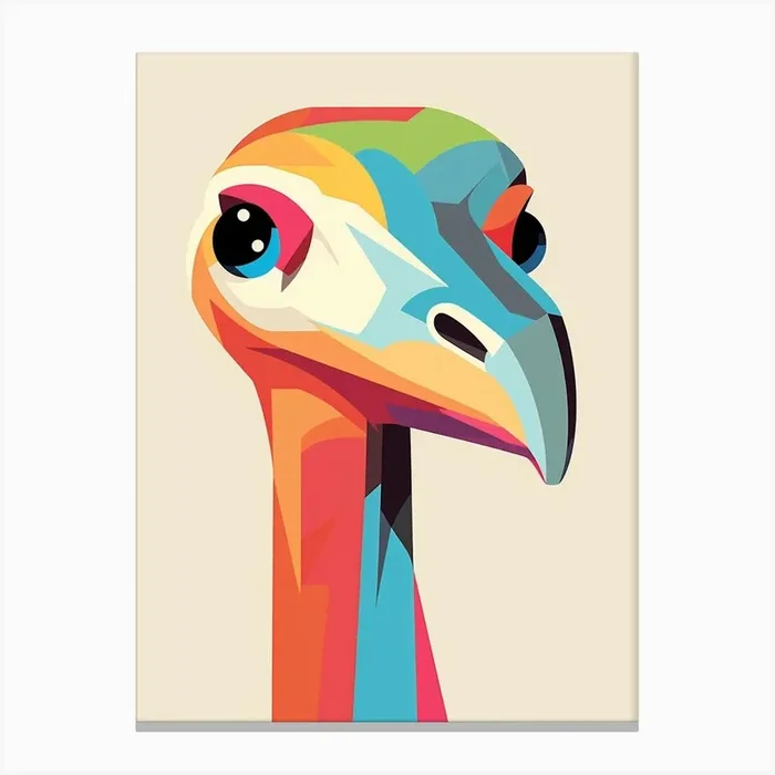 Colourful Dinosaur Ornithomimus 2 Canvas Print by Scribble Studio
